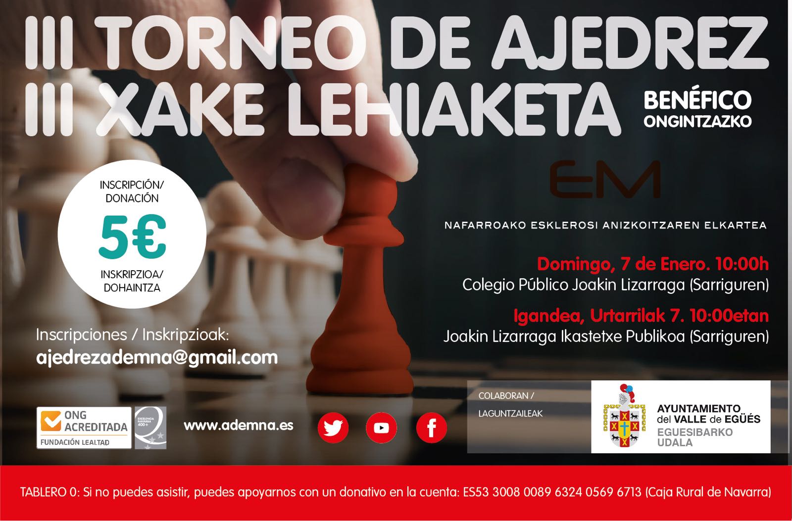 III Torneo Ben&eacute;fico de Ajedrez ADEMNA